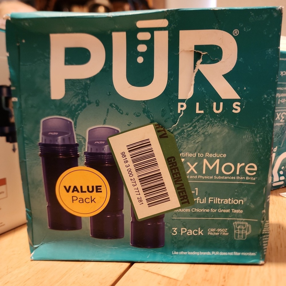 PUR PLUS Water Pitcher Dispenser Filter 3-Pack Lead Reduction  Blue New-CRF-950Z